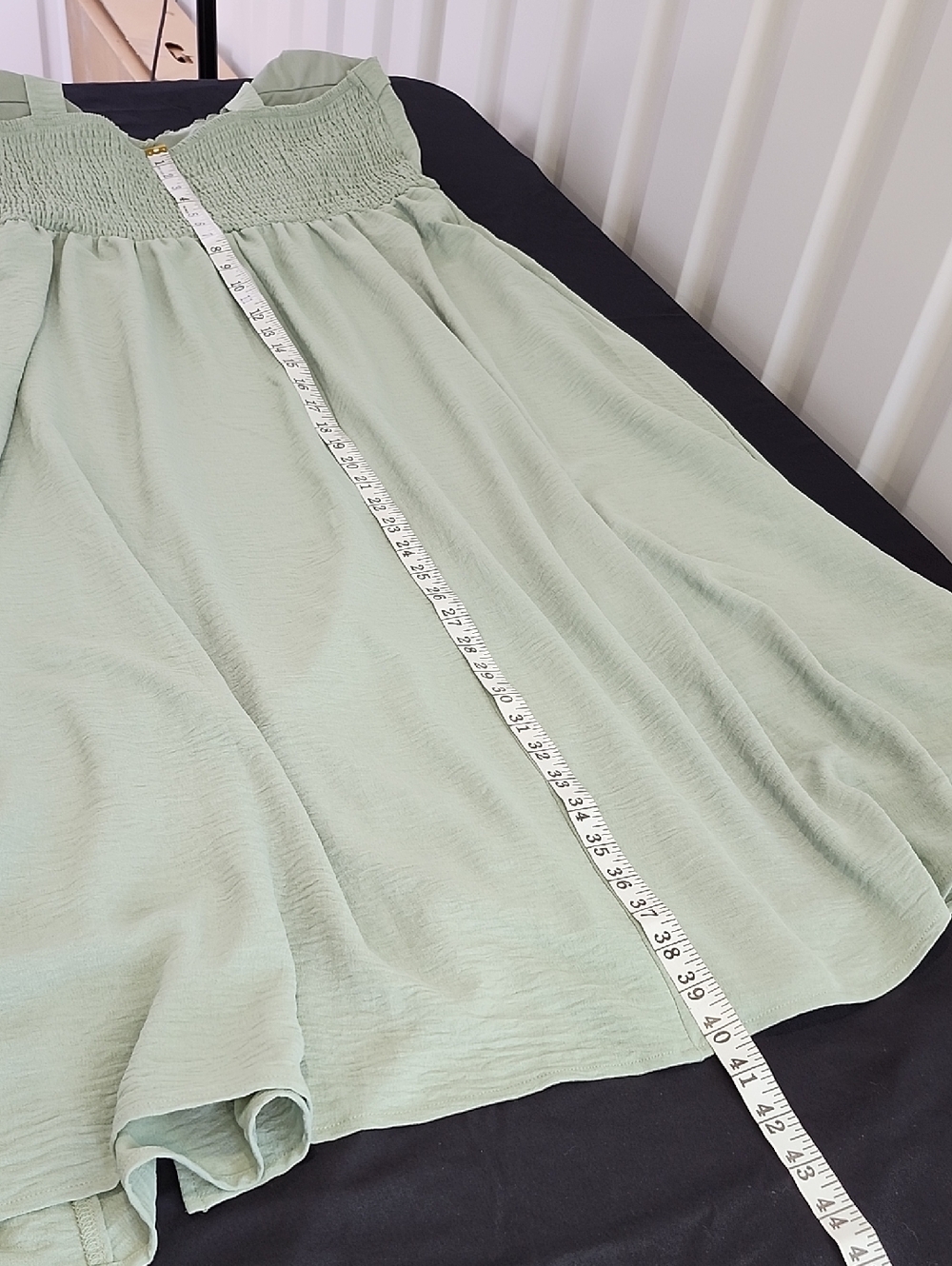 Derek Heart Womens Plus Sage Green Smocked Maxi Dress Size 1X Lace Trim Cottage - Picture 7 of 7